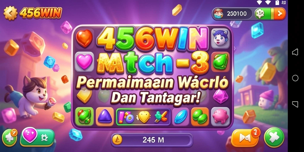 Tampilan gameplay Match-3 yang seru di 456WIN.