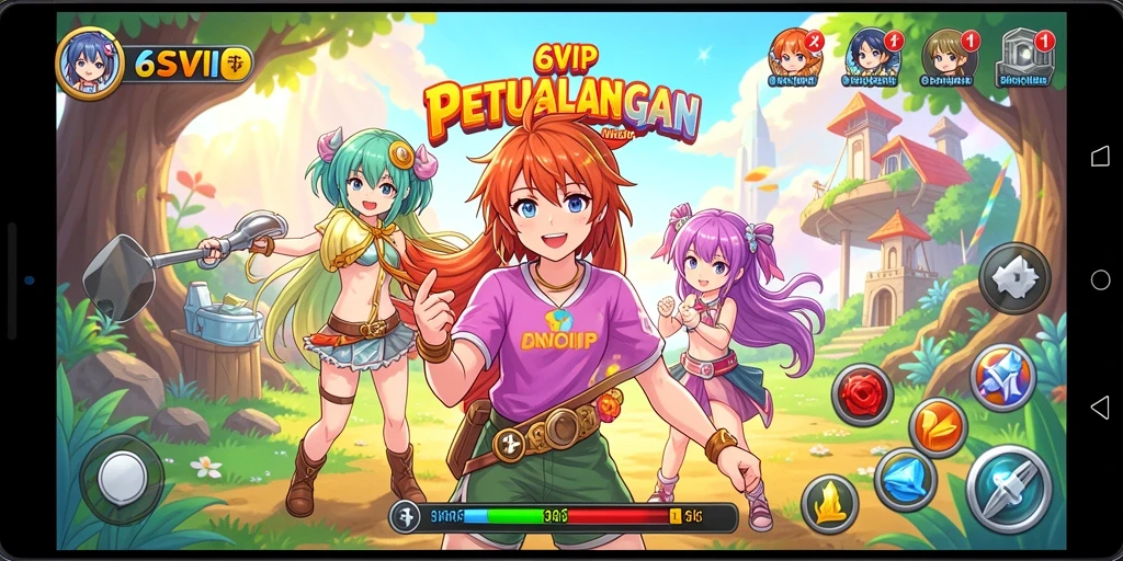 Tampilan gameplay seru dan karakter anime yang menarik.