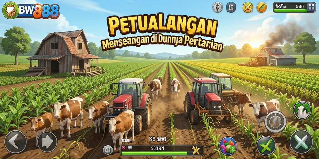 Screenshot menunjukkan pemain sedang merawat kebun hijau di BW888.