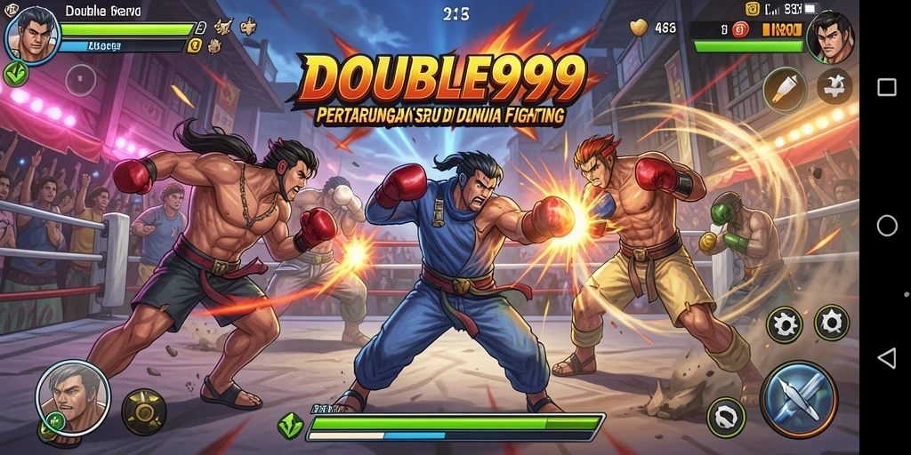 Screenshot gameplay dari pertarungan seru dalam DOUBLE999.