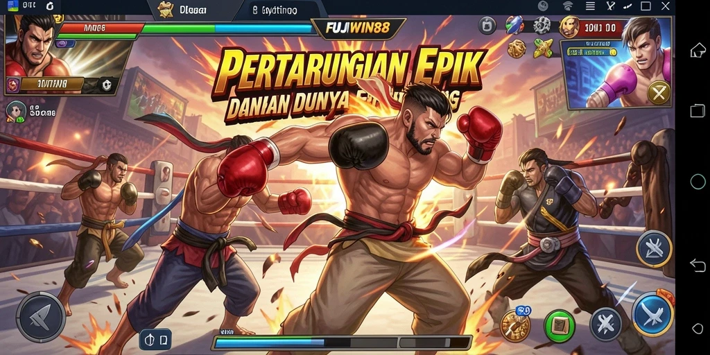 Tampilan permainan <strong>FUJIWIN88</strong> dengan aksi pertarungan yang mendebarkan.