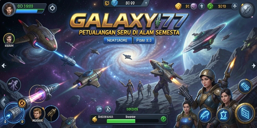 Screenshot gameplay menampilkan petualangan epik di galaksi yang luas.