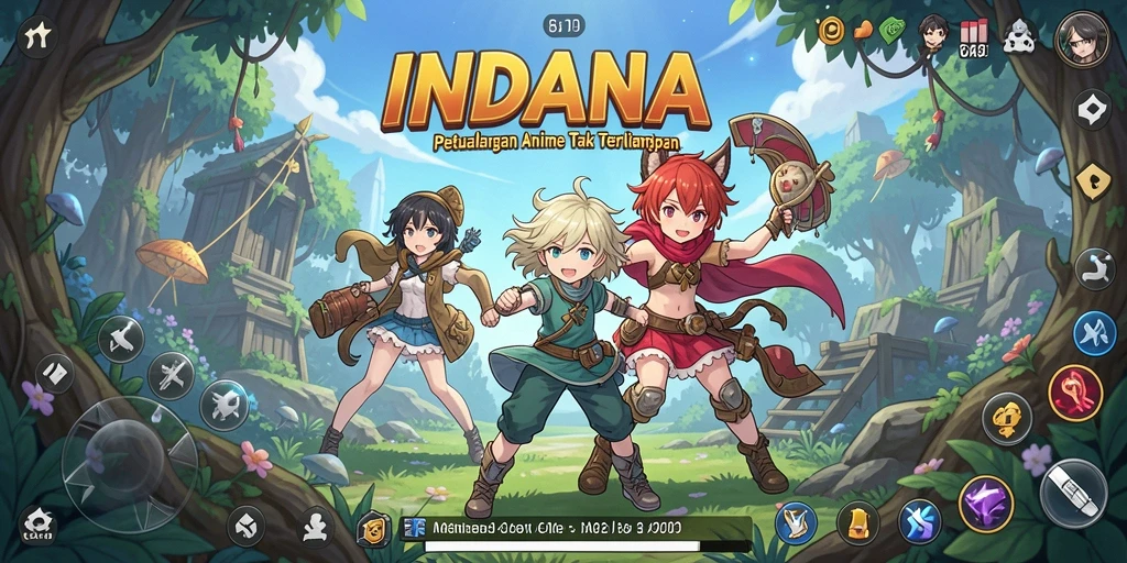 Tangkapan layar gameplay INDAAA menampilkan pertarungan karakter Anime yang seru.