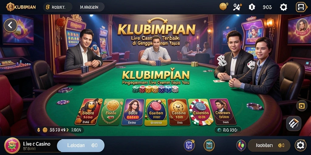 Tampilan gameplay seru dari KLUBIMPIAN dengan dealer live.