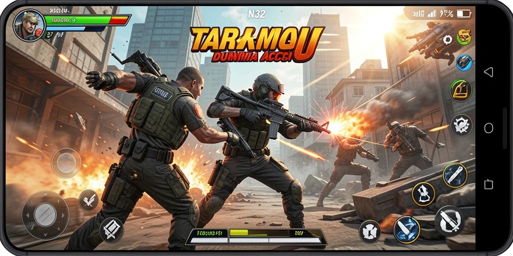 Screenshot utama menunjukkan aksi seru dan gameplay N32.