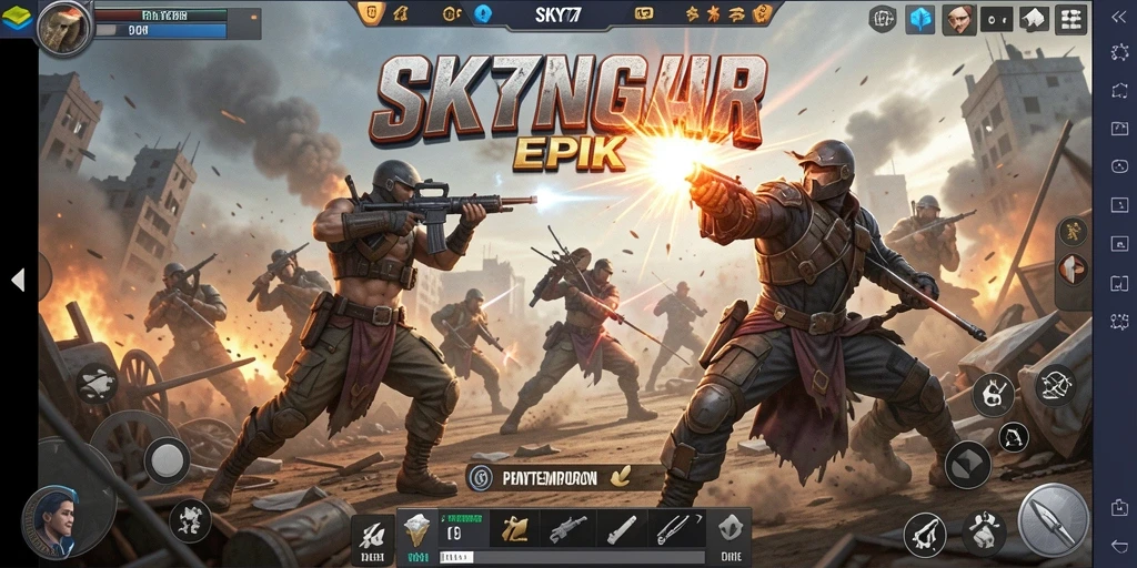 Tampilan gameplay mendebarkan dari SKY77 yang penuh aksi.