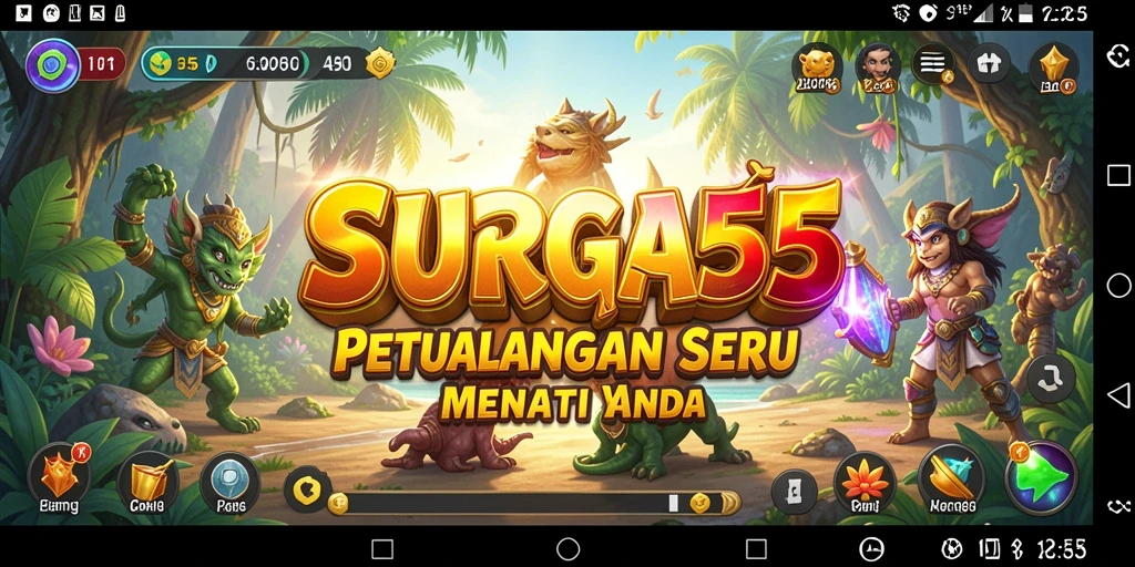 Tangkapan layar utama SURGA55 menampilkan gameplay petualangan yang mendebarkan.