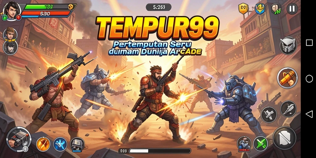 Tangkapan layar menyajikan aksi seru TEMPUR99 saat karakter bertempur.