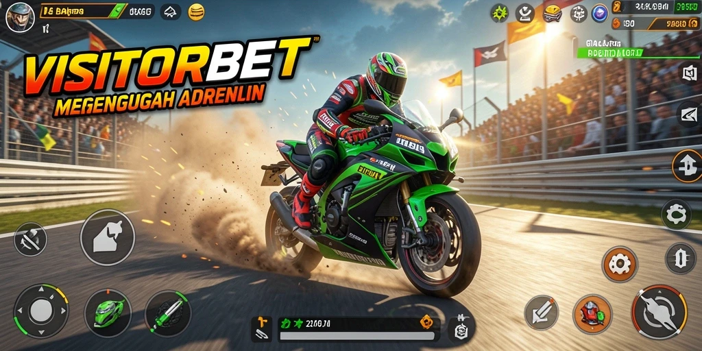 Screenshot dari gameplay balapan motor yang seru dan mendebarkan.