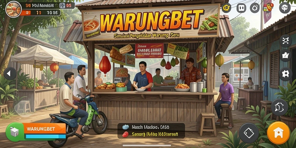Screenshot WARUNGBET menampilkan gameplay simulasi warung yang seru.